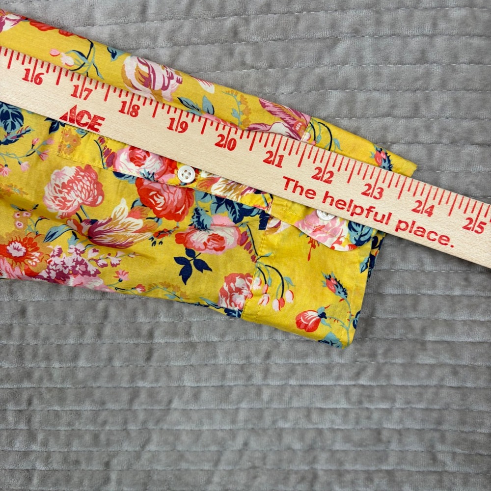 J.Crew Liberty Fabric Floral Pintuck Blouse Yellow Pink Cotton Size 8 - Picture 8 of 11